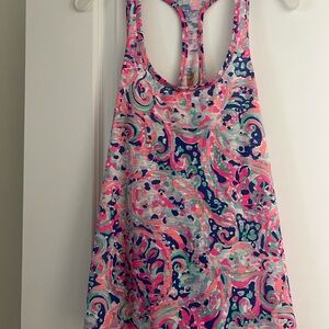 Lilly Pulitzer Multicolor Swirl Racerback Tank - Pink, Navy & Mint